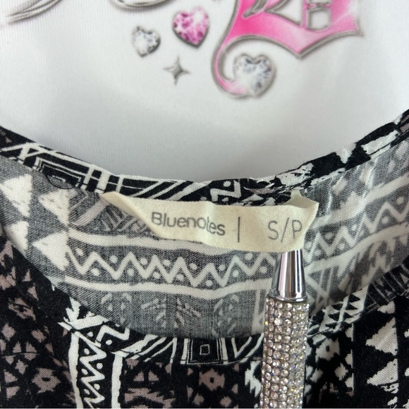 Bluenotes dress ruffle hem Aztec boho white Black and White Patterned Dress - Picture 11 of 12